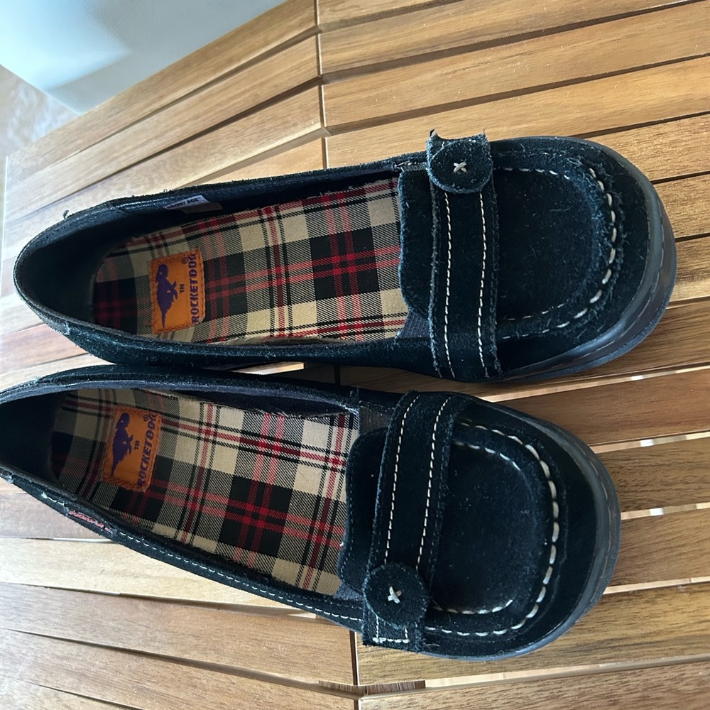 Rocket Dog Black Flats with Moccasin Stitching